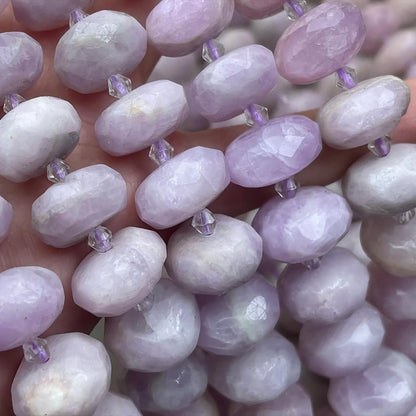 Old Mine Kunzite Chips 15×8mm | Faceted Abacus Cut · Semi-Transparent Pink Violet Beads · DIY Jewelry Making for Bracelets & Necklaces