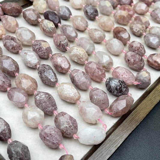 Old Mine Strawberry Quartz Nugget Chips 15mm | Semi-Translucent Pink · Faceted Raw Quartz Beads · DIY Bracelets, Necklaces & Earrings