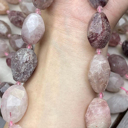 Old Mine Strawberry Quartz Nugget Chips 15mm | Semi-Translucent Pink · Faceted Raw Quartz Beads · DIY Bracelets, Necklaces & Earrings