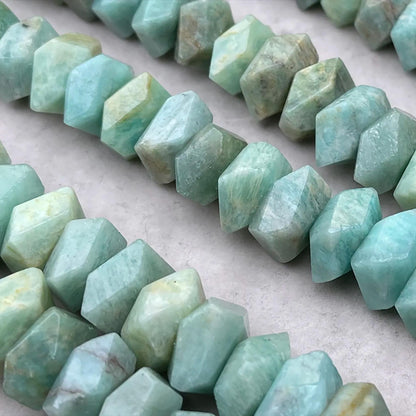 Natural Old Mine Amazonite Diamond-Cut Chips 11–12mm · Medium Hole | Raw-Cut Faceted Beads for DIY Bracelets, Necklaces & Earrings