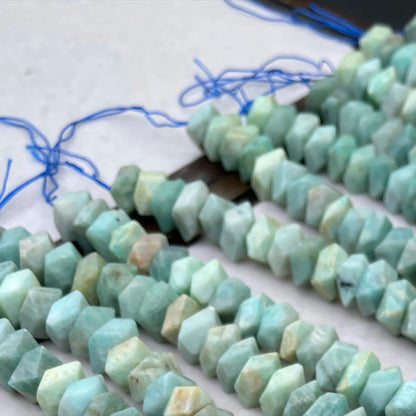 Natural Old Mine Amazonite Diamond-Cut Chips 11–12mm · Medium Hole | Raw-Cut Faceted Beads for DIY Bracelets, Necklaces & Earrings