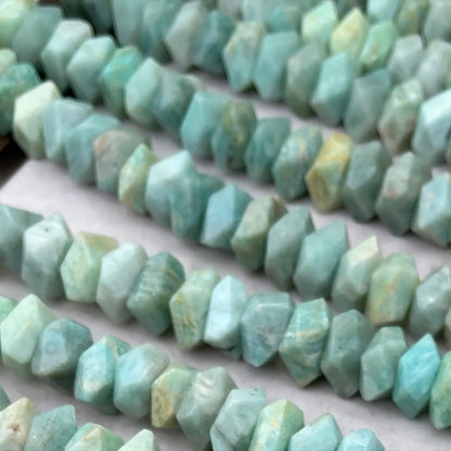 Natural Old Mine Amazonite Diamond-Cut Chips 11–12mm · Medium Hole | Raw-Cut Faceted Beads for DIY Bracelets, Necklaces & Earrings