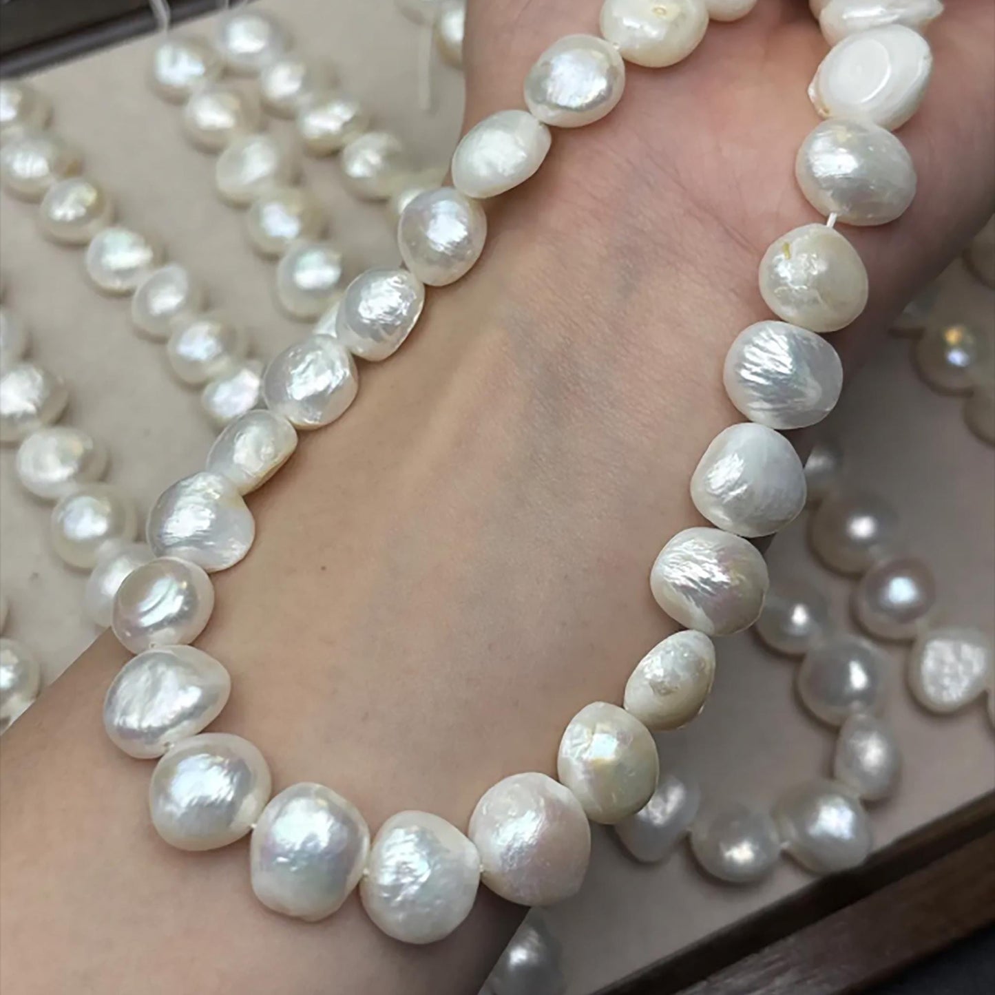 Natural Freshwater Baroque Button Pearls 13 mm · 30 pcs Strand · Medium Hole · High Luster · DIY Bracelet, Necklace & Earring Supplies
