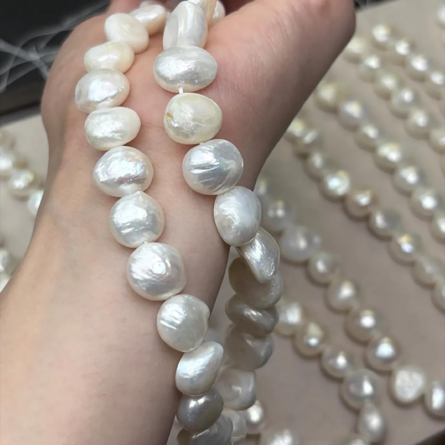 Natural Freshwater Baroque Button Pearls 13 mm · 30 pcs Strand · Medium Hole · High Luster · DIY Bracelet, Necklace & Earring Supplies