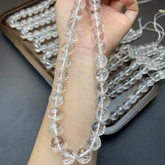 Natural Brazilian White Quartz Crackle Beads 11–12mm | Medium Hole · Faceted Crystal Crack Texture · DIY Bracelets, Necklaces & Earrings