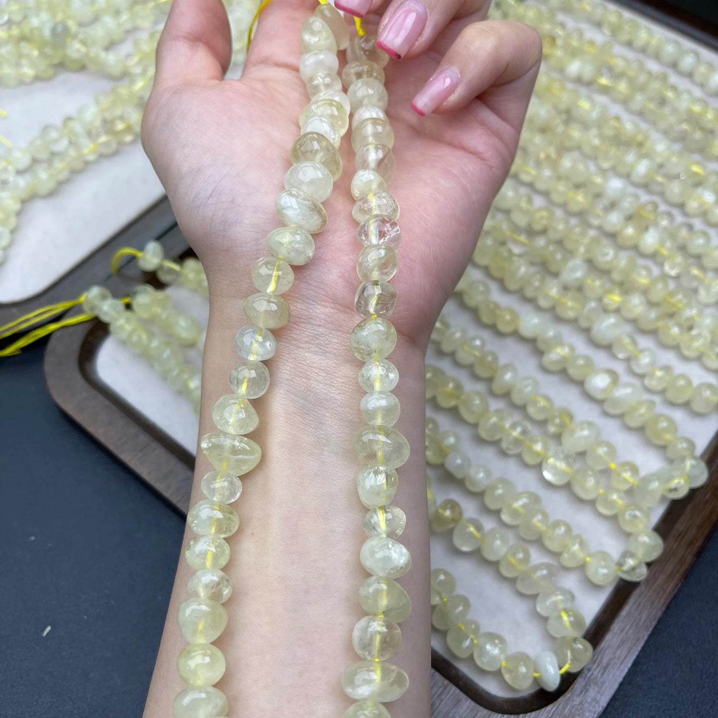 Natural Lemon Quartz Knobby Chip Beads · 38cm Strand · Medium Hole · Fresh Yellow Glow · DIY Jewelry Making Supplies