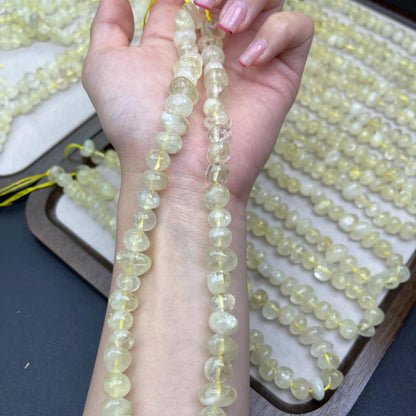 Natural Lemon Quartz Knobby Chip Beads · 38cm Strand · Medium Hole · Fresh Yellow Glow · DIY Jewelry Making Supplies