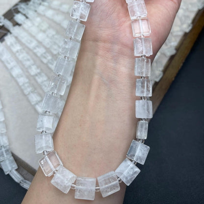 Natural White Quartz Double-Layer Square Chip Beads 10×5mm · Medium Hole · Faceted Shine | DIY Bracelets, Necklaces & Earrings