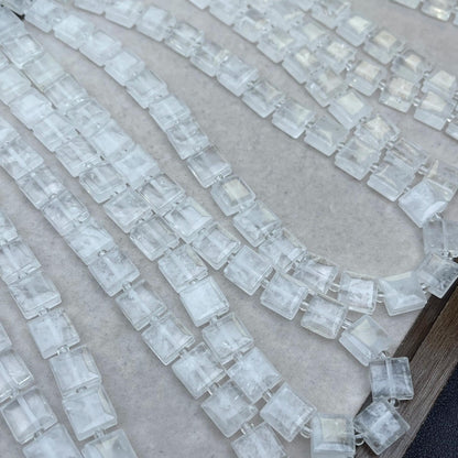 Natural White Quartz Double-Layer Square Chip Beads 10×5mm · Medium Hole · Faceted Shine | DIY Bracelets, Necklaces & Earrings