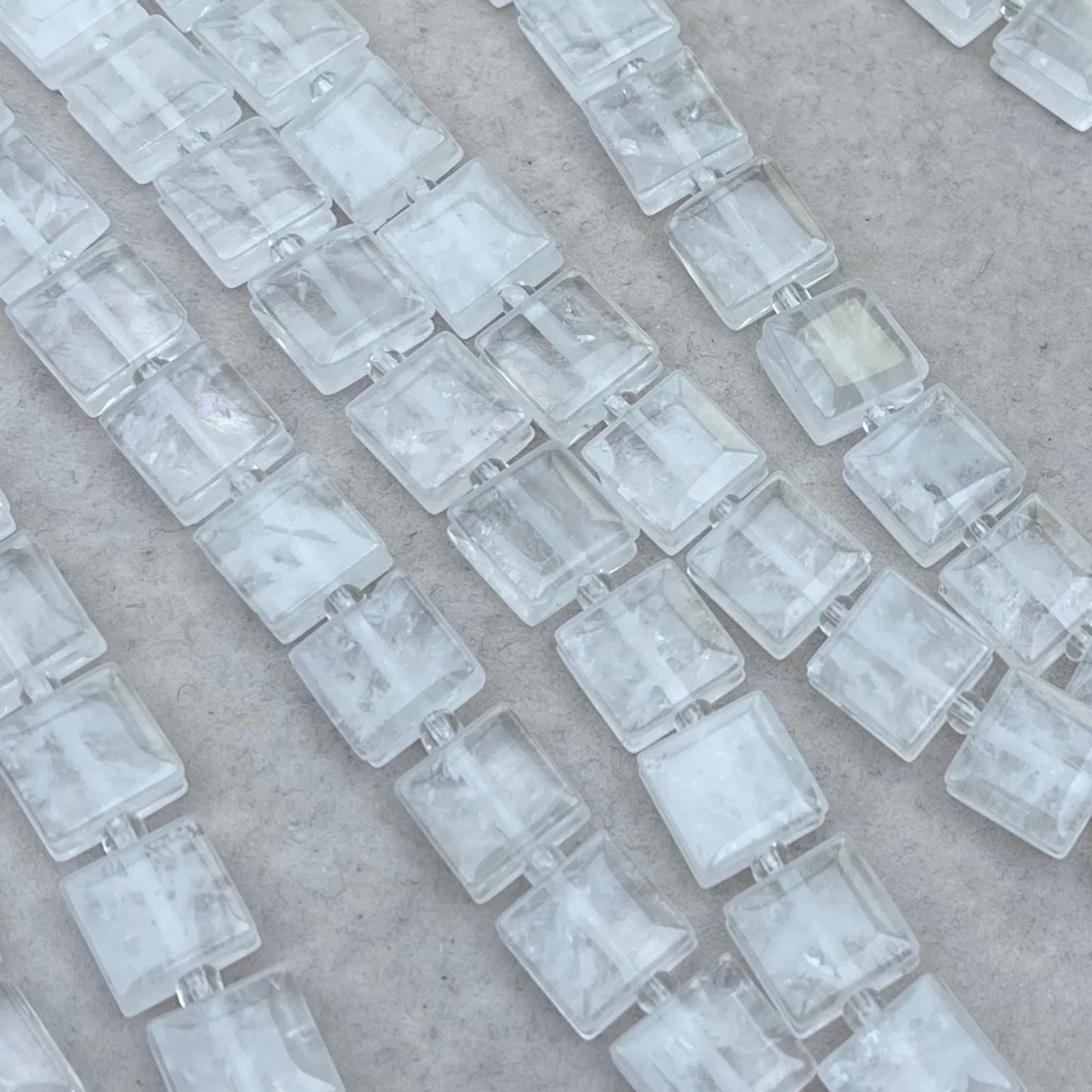 Natural White Quartz Double-Layer Square Chip Beads 10×5mm · Medium Hole · Faceted Shine | DIY Bracelets, Necklaces & Earrings