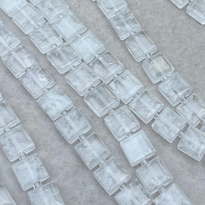 Natural White Quartz Double-Layer Square Chip Beads 10×5mm · Medium Hole · Faceted Shine | DIY Bracelets, Necklaces & Earrings