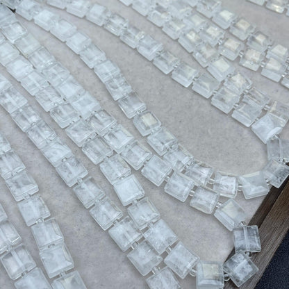 Natural White Quartz Double-Layer Square Chip Beads 10×5mm · Medium Hole · Faceted Shine | DIY Bracelets, Necklaces & Earrings