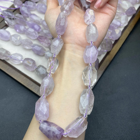 Natural Lavender Amethyst Irregular Faceted Chip Beads 12–16mm · 38cm Strand · Medium Hole · Sparkling Faceted Shine · DIY Bracelet Necklace Earring Jewelry