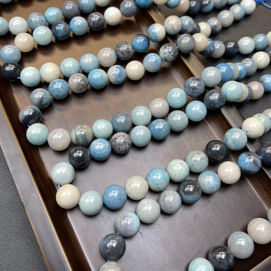 Natural Blue Apatite Round Beads 12mm · 38cm Strand · Medium Hole · Sea-Blue Gradient · DIY Bracelet Necklace Earring Jewelry