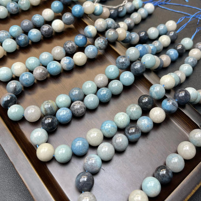 Natural Blue Apatite Round Beads 12mm · 38cm Strand · Medium Hole · Sea-Blue Gradient · DIY Bracelet Necklace Earring Jewelry