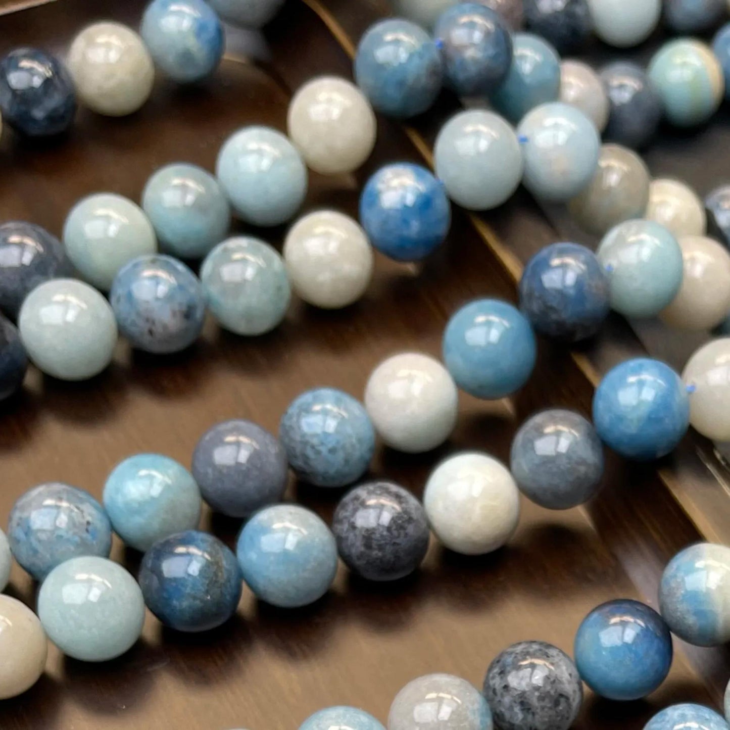 Natural Blue Apatite Round Beads 12mm · 38cm Strand · Medium Hole · Sea-Blue Gradient · DIY Bracelet Necklace Earring Jewelry
