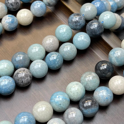 Natural Blue Apatite Round Beads 12mm · 38cm Strand · Medium Hole · Sea-Blue Gradient · DIY Bracelet Necklace Earring Jewelry