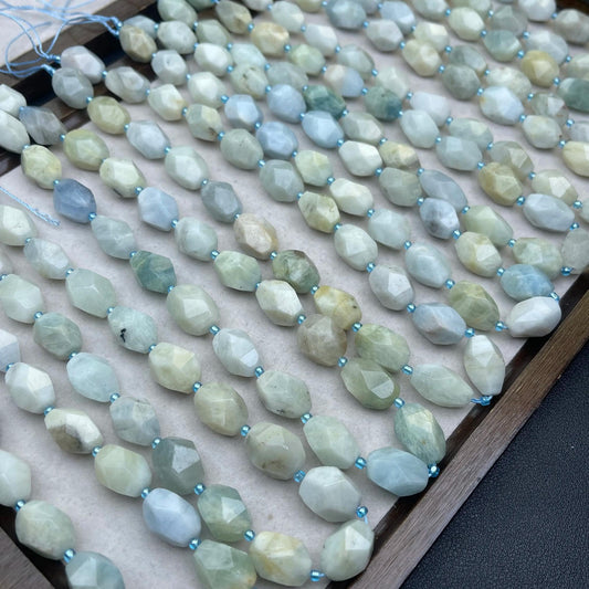 Vintage Aquamarine Irregular Faceted Chip Beads 11–12 mm | Medium Hole · Ocean Blue Tones · DIY Bracelets, Necklaces & Earrings