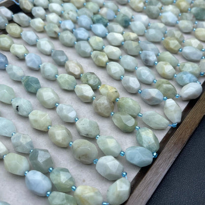 Vintage Aquamarine Irregular Faceted Chip Beads 11–12 mm | Medium Hole · Ocean Blue Tones · DIY Bracelets, Necklaces & Earrings