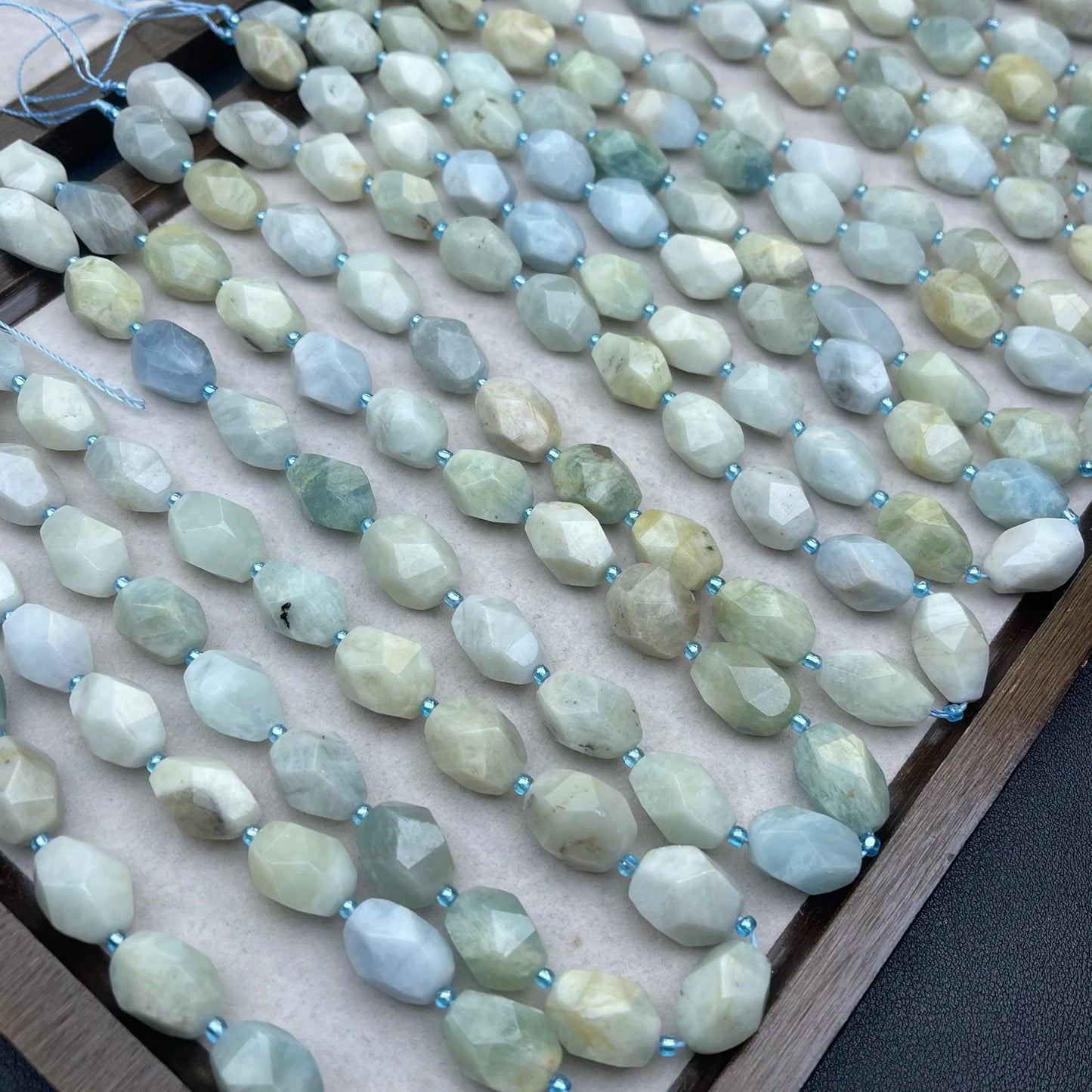 Vintage Aquamarine Irregular Faceted Chip Beads 11–12 mm | Medium Hole · Ocean Blue Tones · DIY Bracelets, Necklaces & Earrings