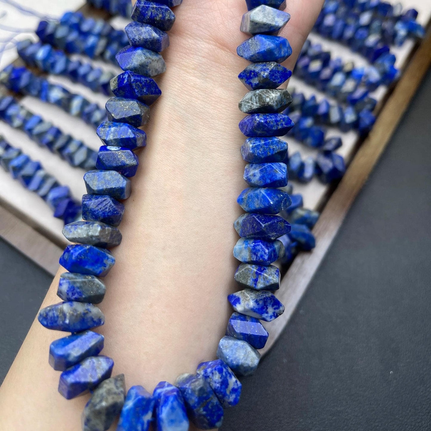 Natural Lapis Lazuli Irregular Faceted Chip Beads 11 mm | Medium Hole · Deep Blue with Golden Flecks · DIY Bracelets, Necklaces & Earrings