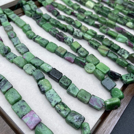 Rare Ruby Zoisite Cube Beads 10 mm | Natural Tri-Color Gemstone · Medium Hole · DIY Bracelet, Necklace & Earring Jewelry Making