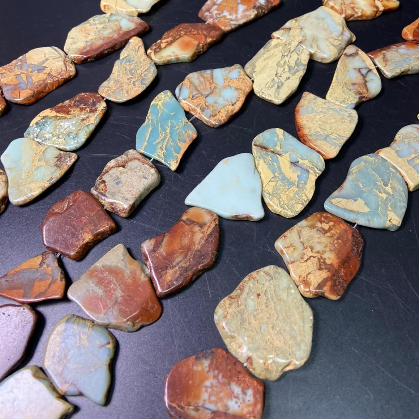 Natural Untreated Shoushan Stone Large Irregular Slab Beads 20–30 mm | Oversized Gemstone Chip Strand 38 cm · DIY Bracelet & Necklace Jewelry Making