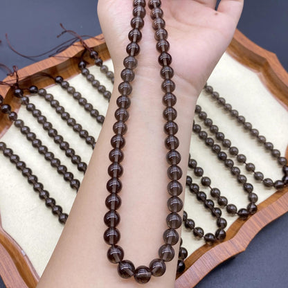 Runde Rauchquarz Perlen für DIY Schmuck, polierte Edelstein Kugeln für Mala Armband oder Halskette, Naturstein 8mm ca. 38cm Strang