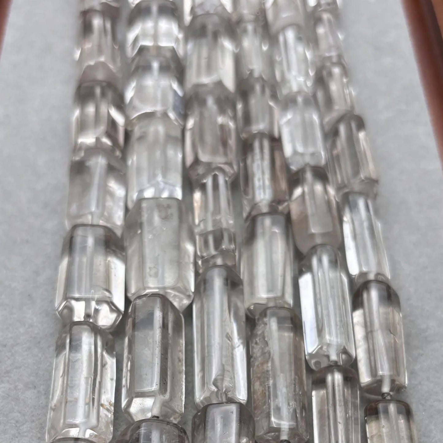 Facettierte Rauchquarz Röhrenperlen für DIY-Schmuck, natürliche zylindrische Edelsteine, 40cm Strang, große Tube Beads