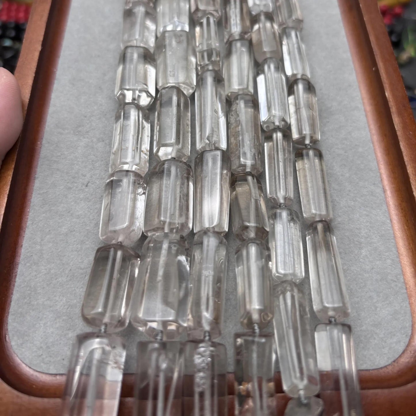 Facettierte Rauchquarz Röhrenperlen für DIY-Schmuck, natürliche zylindrische Edelsteine, 40cm Strang, große Tube Beads