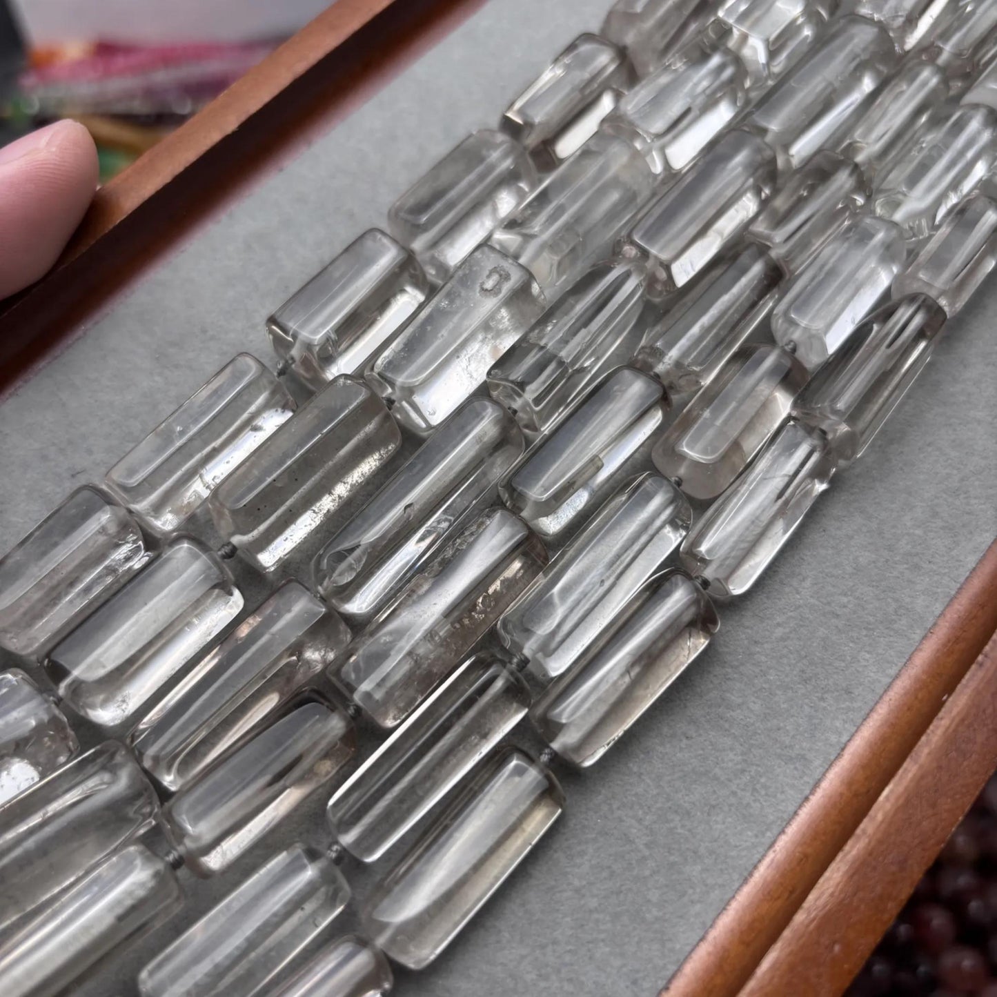 Facettierte Rauchquarz Röhrenperlen für DIY-Schmuck, natürliche zylindrische Edelsteine, 40cm Strang, große Tube Beads