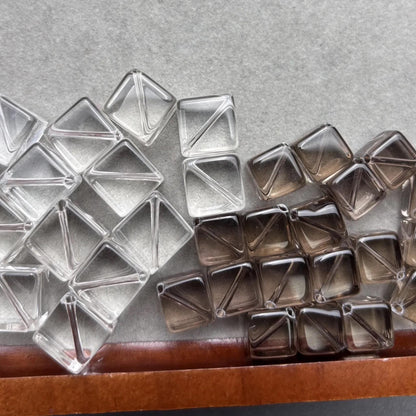 Natürliche Quarz Würfelperlen aus Brasilien – Klarer und Rauchquarz, quadratisch gebohrt, für DIY Schmuck & Halsketten, ca. 10 mm