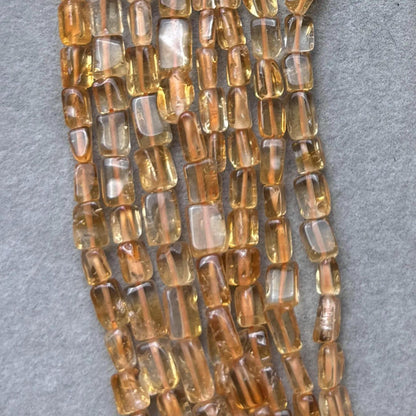 Naturgelbe Citrin-Würfelperlen – Hochtransparente Edelsteinwürfel aus Indien für DIY-Schmuck, eine gebohrte Strangperle, ca. 38 cm