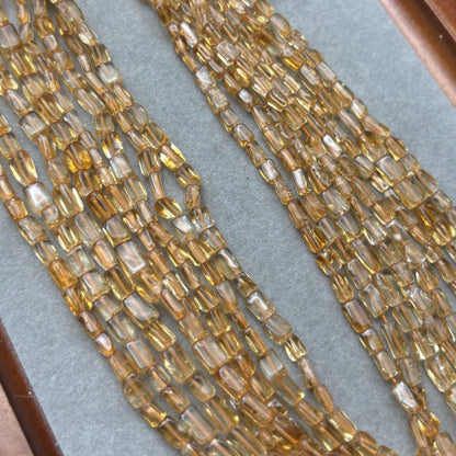 Naturgelbe Citrin-Würfelperlen – Hochtransparente Edelsteinwürfel aus Indien für DIY-Schmuck, eine gebohrte Strangperle, ca. 38 cm