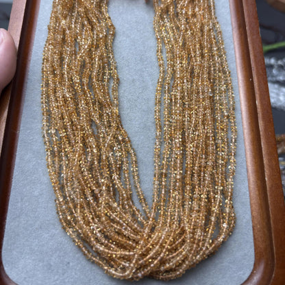 Natürliche Citrin Rondelle Perlen – Transparente gelbe Quarz Abstandshalter für DIY-Schmuck, feine Disc Beads, ca. 3mm, 38cm Strang