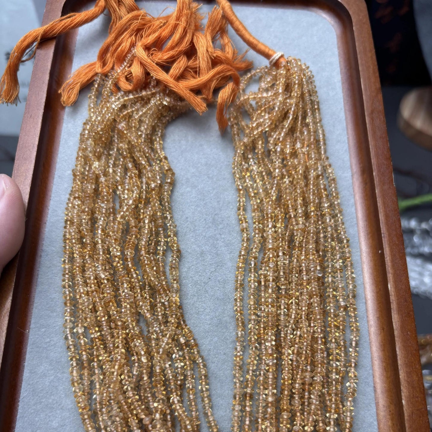 Natürliche Citrin Rondelle Perlen – Transparente gelbe Quarz Abstandshalter für DIY-Schmuck, feine Disc Beads, ca. 3mm, 38cm Strang