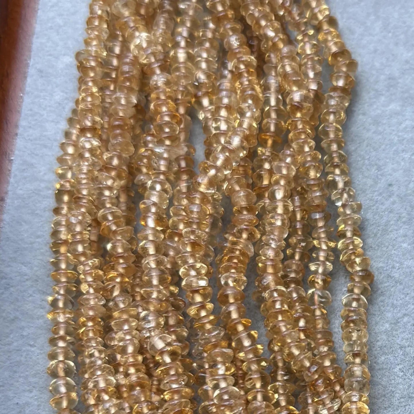 Natürliche Citrin Rondelle Perlen – Transparente gelbe Quarz Abstandshalter für DIY-Schmuck, feine Disc Beads, ca. 3mm, 38cm Strang