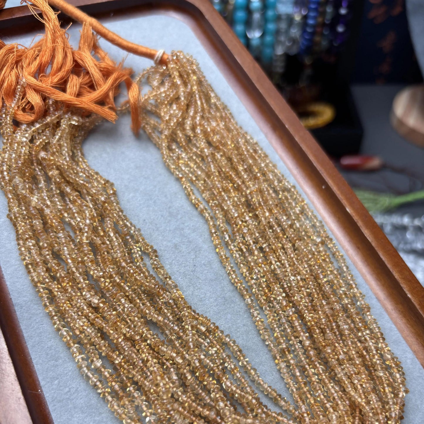 Natürliche Citrin Rondelle Perlen – Transparente gelbe Quarz Abstandshalter für DIY-Schmuck, feine Disc Beads, ca. 3mm, 38cm Strang