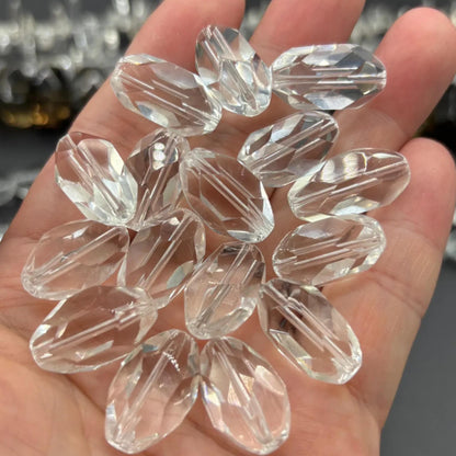 Große facettierte Bergkristall Ovalperle – Einzelstück als Anhänger oder Top-Bead für DIY-Schmuck, Boho-Designs & Kettenprojekte