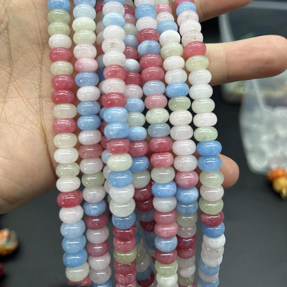 Bunte Rondelle Perlen für Schmuckherstellung, gefärbte Quarz Heishi Scheibenperlen, Pastell Mix für Armbänder & DIY Designs