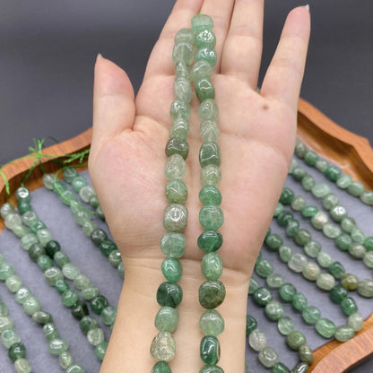 Natürliche grüne Strawberry-Quarz Perlen Strang–Unregelmäßige Nugget Edelsteinperlen für Schmuckherstellung, DIY Armband Halskette