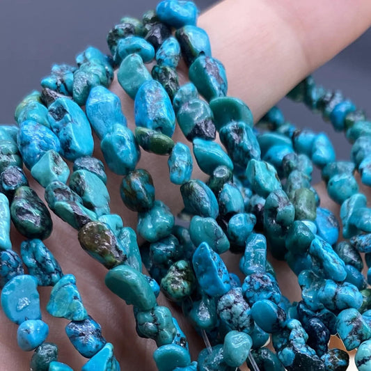 Natürliche Türkis Splitterperlen Strang – Unregelmäßige Nugget Edelsteinperlen für Schmuckherstellung, Heilsteine, Boho DIY Armband Kette