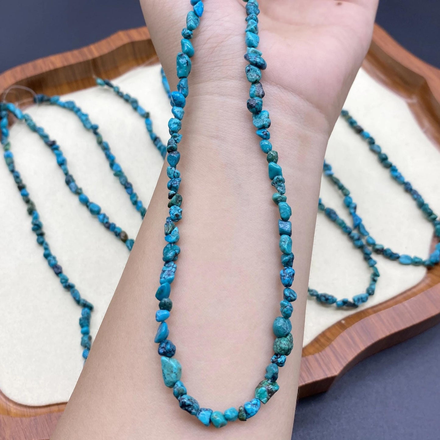 Natürliche Türkis Splitterperlen Strang – Unregelmäßige Nugget Edelsteinperlen für Schmuckherstellung, Heilsteine, Boho DIY Armband Kette