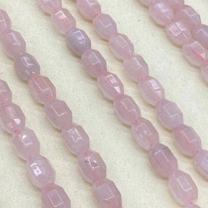 Natürliche Rosenquarz Fassperlen facettiert, rosa Edelsteinperlen Strang für DIY Armband Halskette, Octagon Barrel Beads Schmuckherstellung