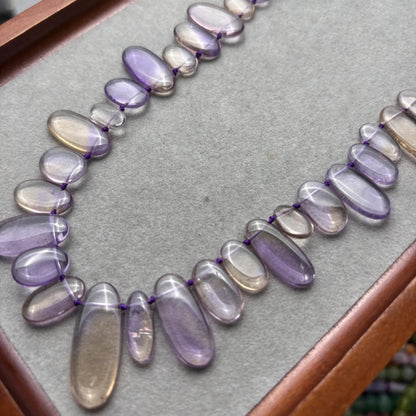 Natürliche Ametrin Tropfenperlen für DIY Schmuck – Polierte Nugget Beads mit Seitenbohrung, Lila Gelb Quarz Edelsteinstrang ca. 40cm