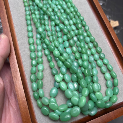 Natürliche grüne Aventurin Oval Cabochon Perlen – Polierte Edelsteinperlen für DIY Schmuckherstellung Kette Armband Strang ca. 40cm