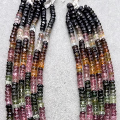 Natürliche bunte Turmalin Rondelle Perlen facettiert, Regenbogen Edelstein Disc Beads Strang für DIY Schmuckherstellung Supplies
