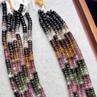 Natürliche bunte Turmalin Rondelle Perlen facettiert, Regenbogen Edelstein Disc Beads Strang für DIY Schmuckherstellung Supplies