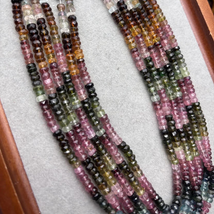 Natürliche bunte Turmalin Rondelle Perlen facettiert, Regenbogen Edelstein Disc Beads Strang für DIY Schmuckherstellung Supplies