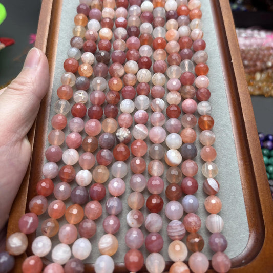 Natürliche Sonnenstein Facettierte Rundperlen Strang, Funkelnde Orange Edelsteinperlen, Heilsteine DIY Schmuckzubehör für Armbänder Ketten